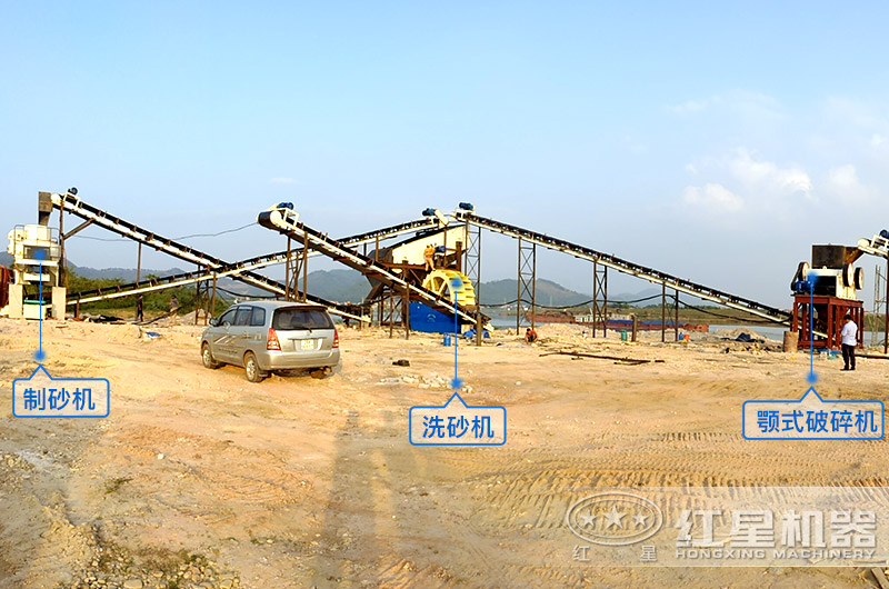 a方案現場設備，鵝卵石制沙、洗洗沙